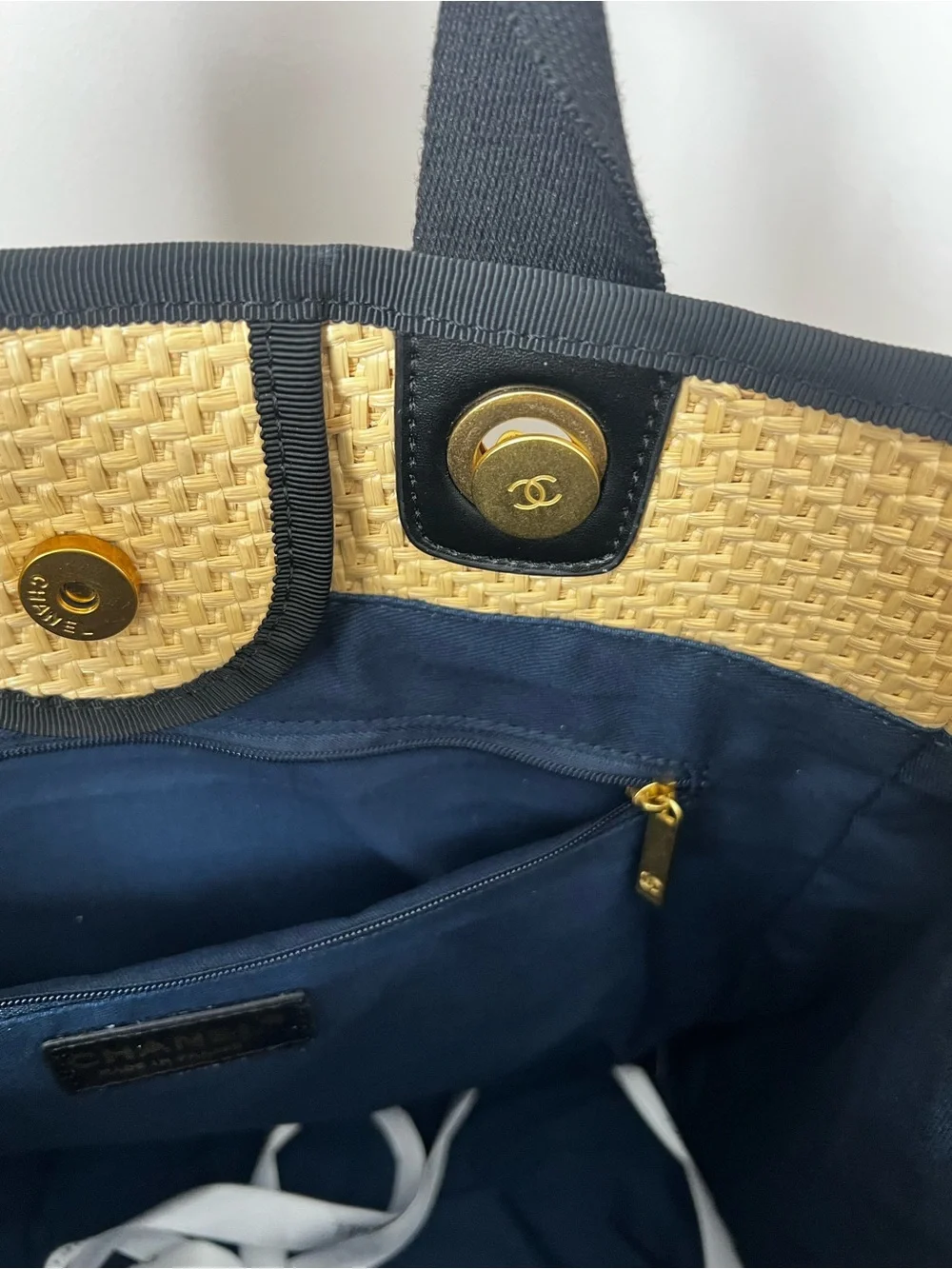 Black and Natural Woven Tote Bag - Classic Straw Shoulder Tote